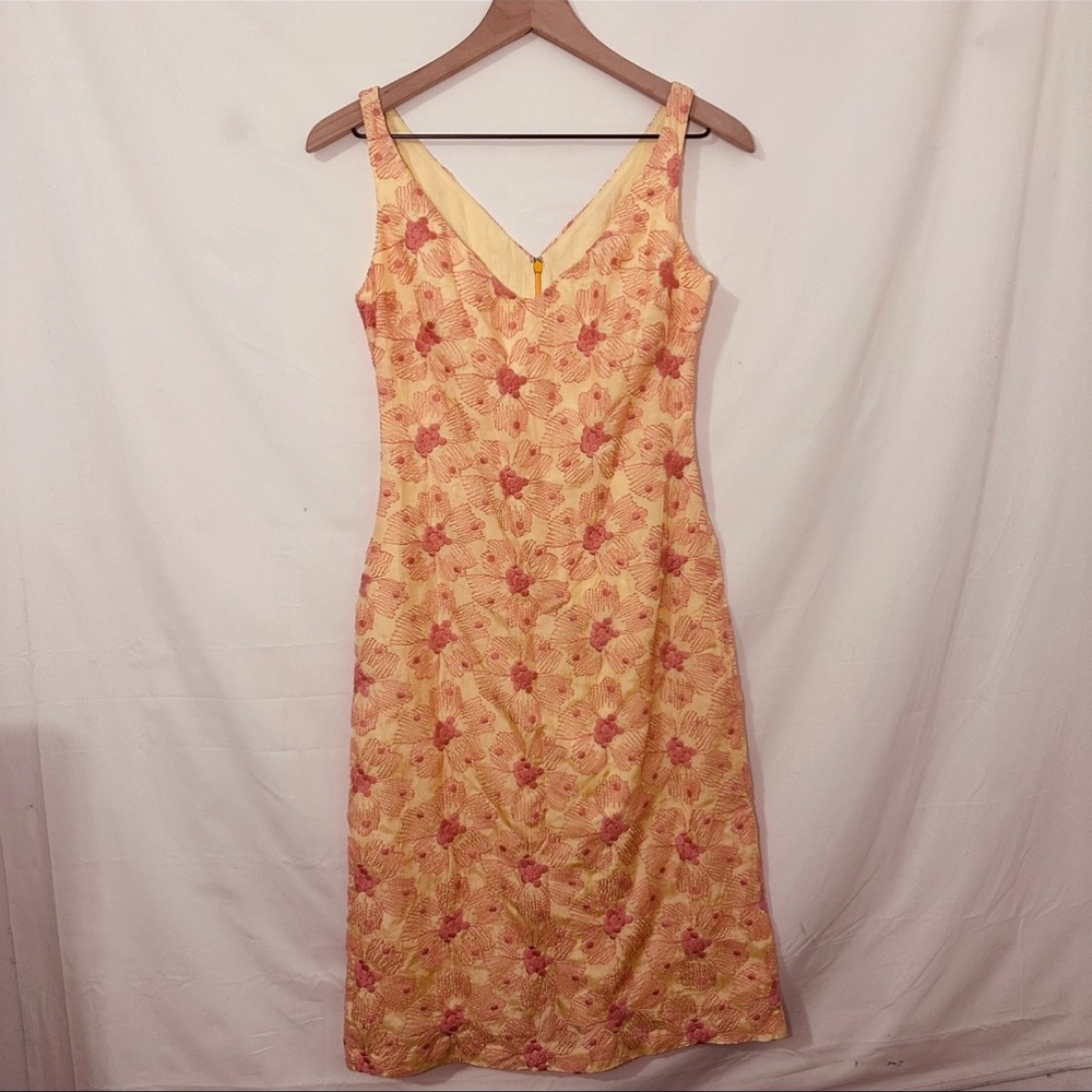 Tocca | Dress | Yellow Sheath Embroidered Dress